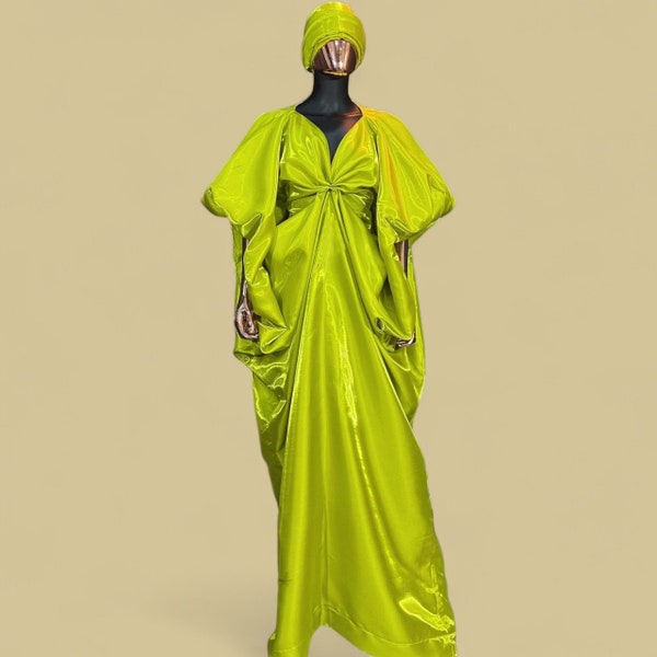 Ashanti Bubu Kaftan Oversized Long Silk BouBou Dress Evening Gown for Weddings, All Occasions Made to Order
