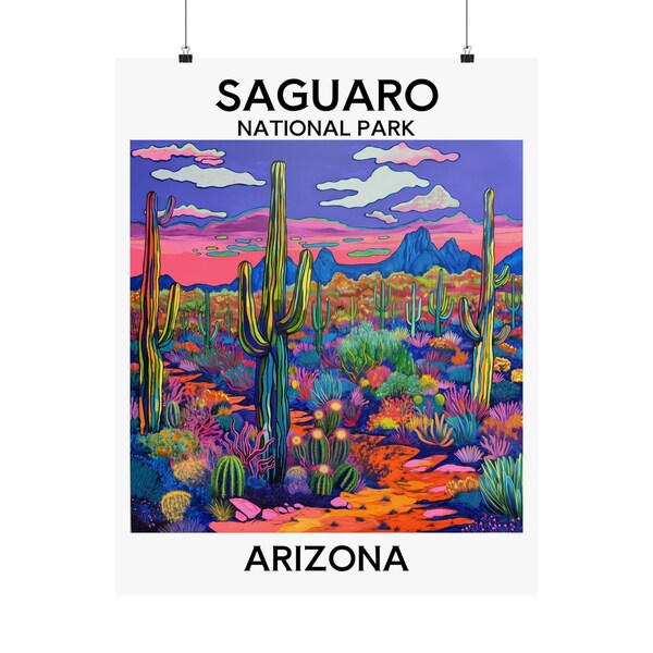 Saguaro National Park, Arizona | Travel Print Gift Hiking Backpacking Outdoors Souvenir Wall Art Home Decor Poster | Wilder Miles
