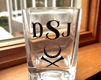Custom Drinking Glass, Personalized Vinyl Monogram Gift, Themed Whiskey Glass