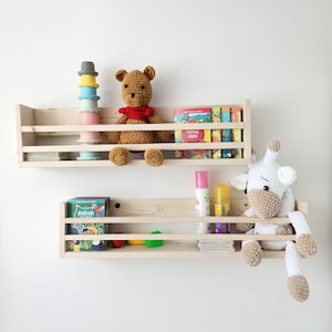 Nursery Shelves, Floating Bookshelf For Kids, Wooden Floating Bookshelf, Playroom Storage, Wall Mount Toy Shelf, Montessori Kids Bookshelf