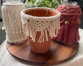 Macrame Jars and Terra Cotta Pot