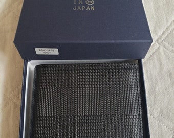 Cartera de cuero Tochigi Cartera japonesa de cuero premium negro plegable