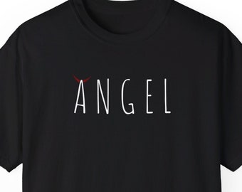 Angel. Funny T-shirt Original Unique Design Clever Graphic Tee Unisex Shirt, Humorous Gift, Sarcastic Apparel