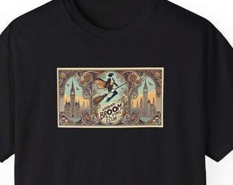 Urban Broom Flying Club. Funny T-shirt Original Unique Design Clever Graphic Tee Unisex Shirt, Humorous Gift, Sarcastic Apparel
