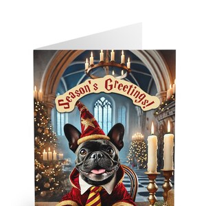 Französische Bulldogge Zauberhund Weihnachtskarten Set mit 5 wunderlichen Weihnachtsgrußkarten für Hundeliebhaber, enthält Umschläge