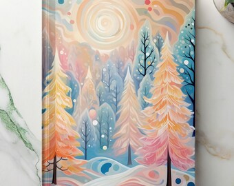 Pastel Snowy Forest Journal, Hardcover Winter Scene, Pastel Christmas, Whimsical Watercolor, Teenage Girl Gift,Pretty Journal Stocking Stuff