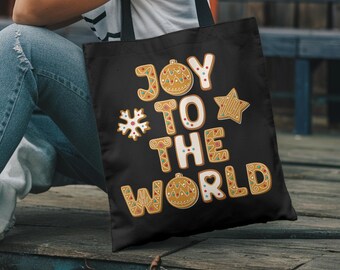 Christmas Cookies Purse, Gingerbread Tote Bag, Unique Baker Gifts, Holiday Gift for Bakers, Baking Spirits Bright, Joy To The World,Cute Bag