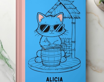 Diario de gatos, libretito, regalo para estudiantes, útiles escolares personalizados, primer día de kínder, registro de tareas