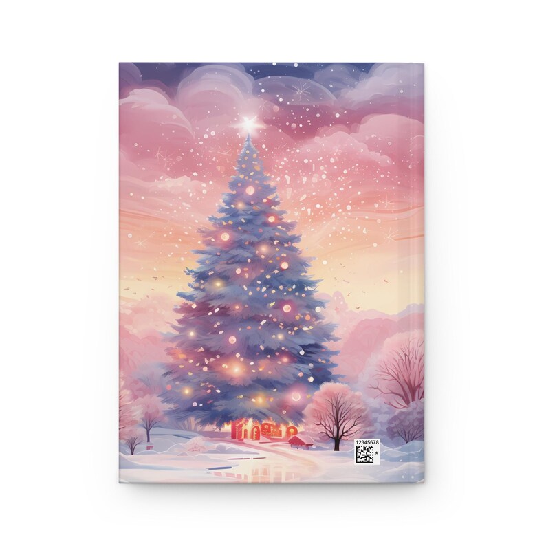Whimsical Christmas Journal, Hardcover Winter Scene, Pink Christmas, Watercolor, Teenage Girl Gifts, Journal for Kids, Stocking Stuffer image 6