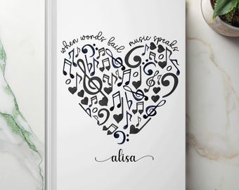 Diario musical, Cuando las palabras fallan, la música habla, Cuaderno rayado en blanco y negro