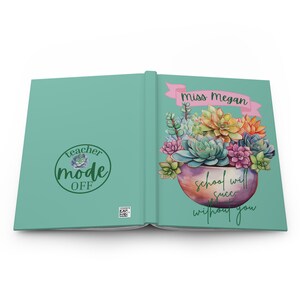 Personalized Teacher Retirement Journal, Succulent Design, Funny Retirement Gift image 3
