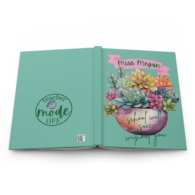 Personalized Teacher Retirement Journal, Succulent Design, Funny Retirement Gift image 3