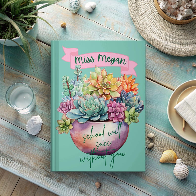 Personalized Teacher Retirement Journal, Succulent Design, Funny Retirement Gift image 2