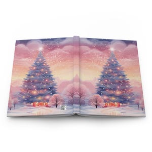 Whimsical Christmas Journal, Hardcover Winter Scene, Pink Christmas, Watercolor, Teenage Girl Gifts, Journal for Kids, Stocking Stuffer image 4