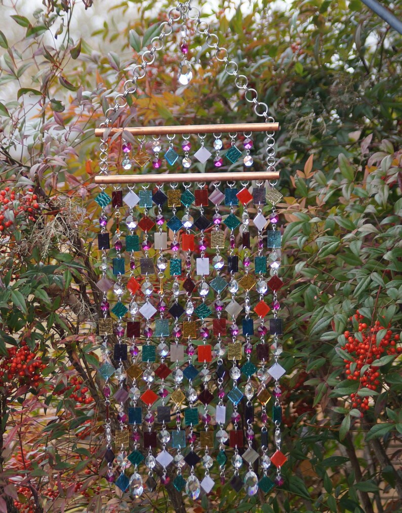 Unique Suncatcher Wind Chime Kaleidoscope OOAK Gift For Her, Anniversary, Birthday, Wedding, Housewarming, Boho Chic image 1