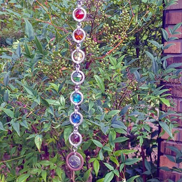 Crystal & Mixed Metal Smiley Suncatcher Whirly Jig