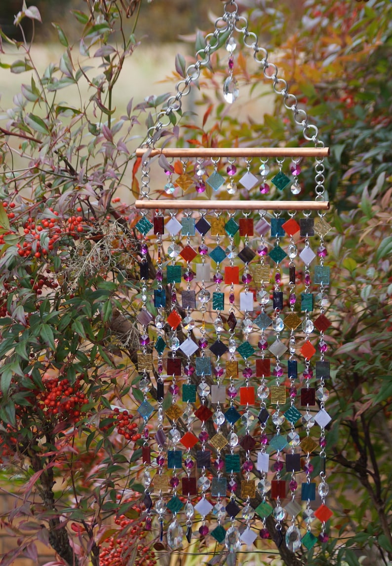 Unique Suncatcher Wind Chime Kaleidoscope OOAK Gift For Her, Anniversary, Birthday, Wedding, Housewarming, Boho Chic image 4