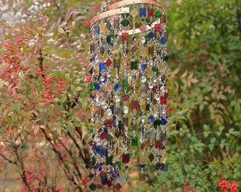 Unique Suncatcher - Glass Wind Chimes - Kaleidoscope - OOAK Gift For Her, Anniversary, Birthday, Wedding, Housewarming, Hope's Confetti