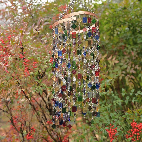 Unique Suncatcher - Glass Wind Chimes - Kaleidoscope - OOAK Gift For Her, Anniversary, Birthday, Wedding, Housewarming, Hope's Confetti