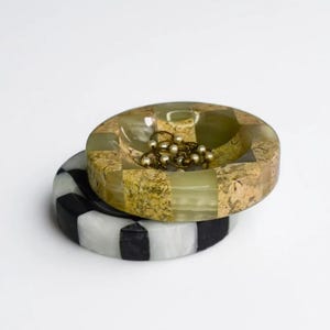 Checkered Onyx Jewelry Dish: Elegant Marble Catchall Bowl for Jewellry Organizer | Christmas Home Decor Gift