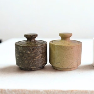 Marble Salt and Pepper Cellar Set - Perfect for Seasoning Your Favorite Dishes, Salt Cellar with Lid, Stone Salt Jar | Best Halloween Gifts