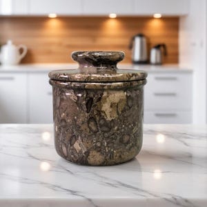 Butter Dish with Lid - French Butter Crock, Marble Butter Dish, Butter Keeper, Stoneware Crock | Unique Gift for Mom, Mothers Day Gift