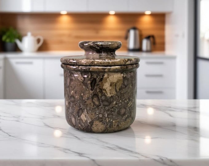 Butter Dish with Lid - Marble French Butter Crock, Unique Kitchen Gift for Her