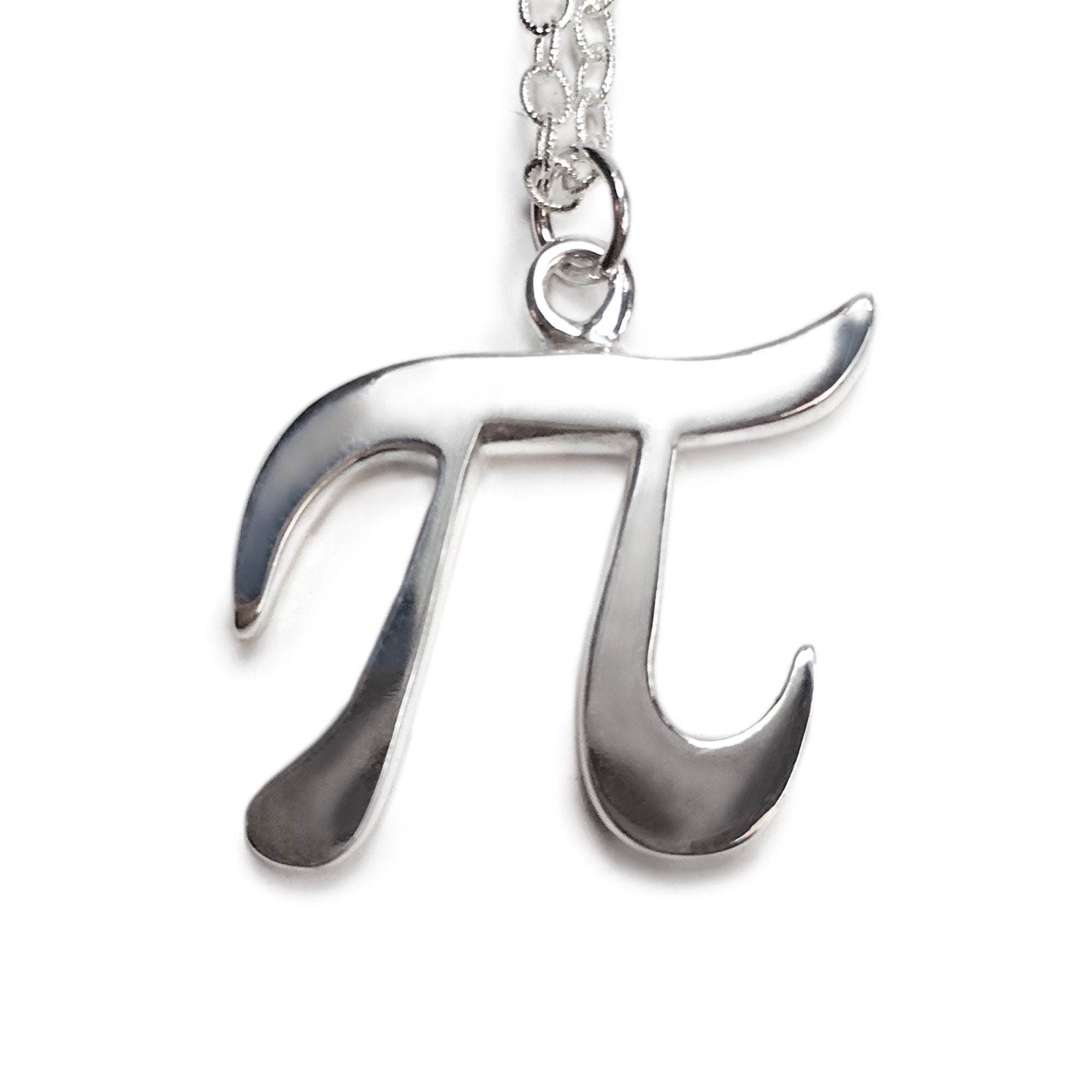 Pi Necklace Sterling Silver Geekery Pi Day Pi Jewelry Etsy