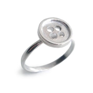 Silver Button Ring - Button Ring - Cute Button Ring - Sewing Inspired - Button Jewelry - Gifts for Her - Gifts Under 50 - Made in Brooklyn