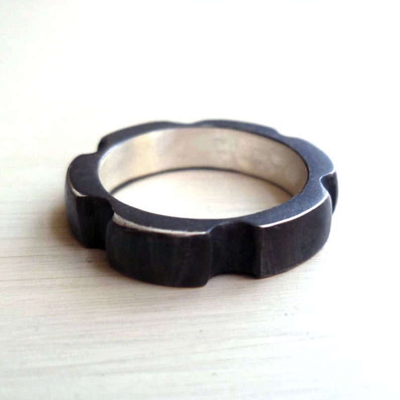 Thick Cog Ring Size 6 Ring Black Gear Rustic Ring Etsy