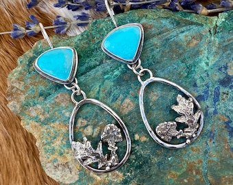 Woodland Mushroom & Leaves Kingman Turquoise Hand Cast