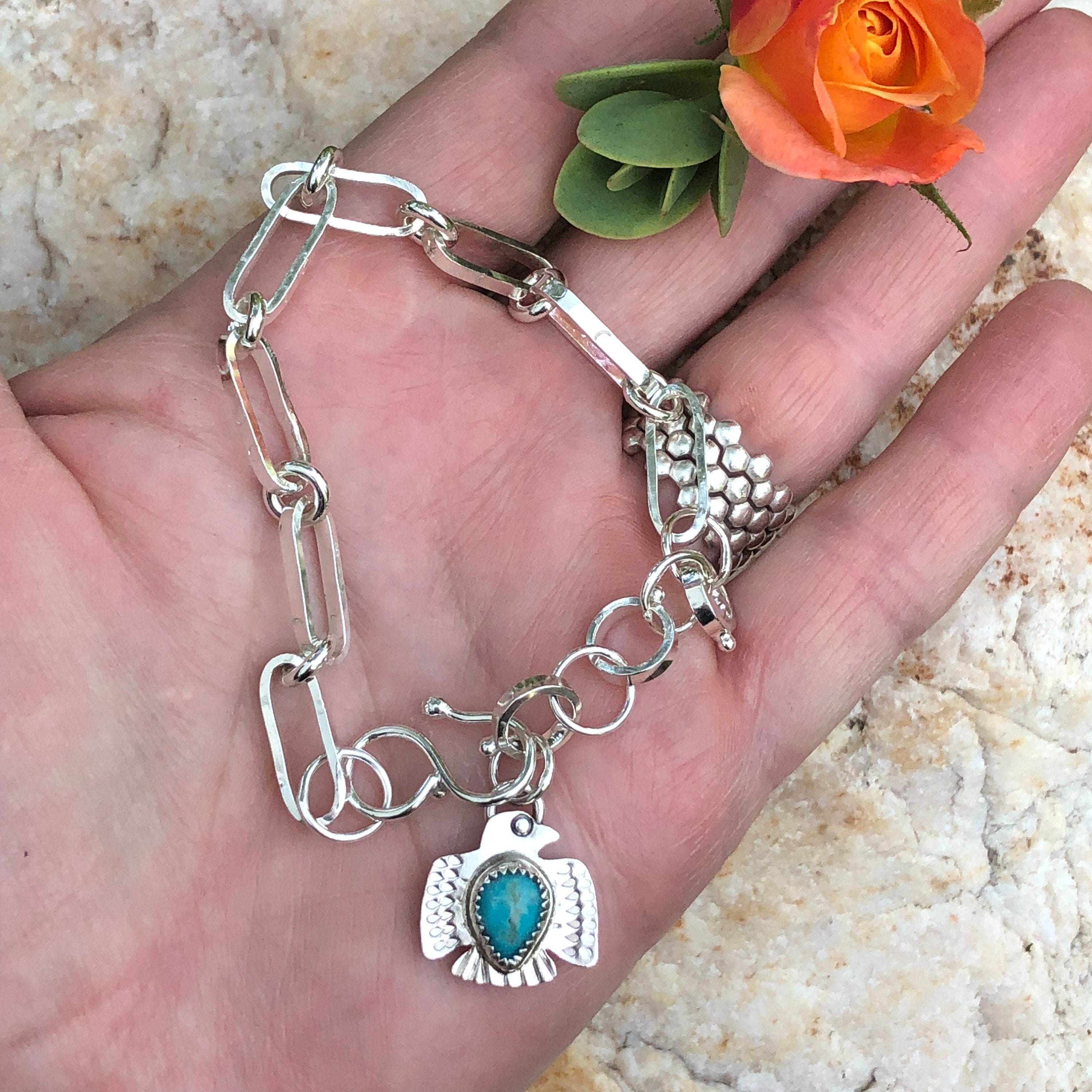Made to Order Thunderbird Charm Hand Wrought Heavy Chain Sterling