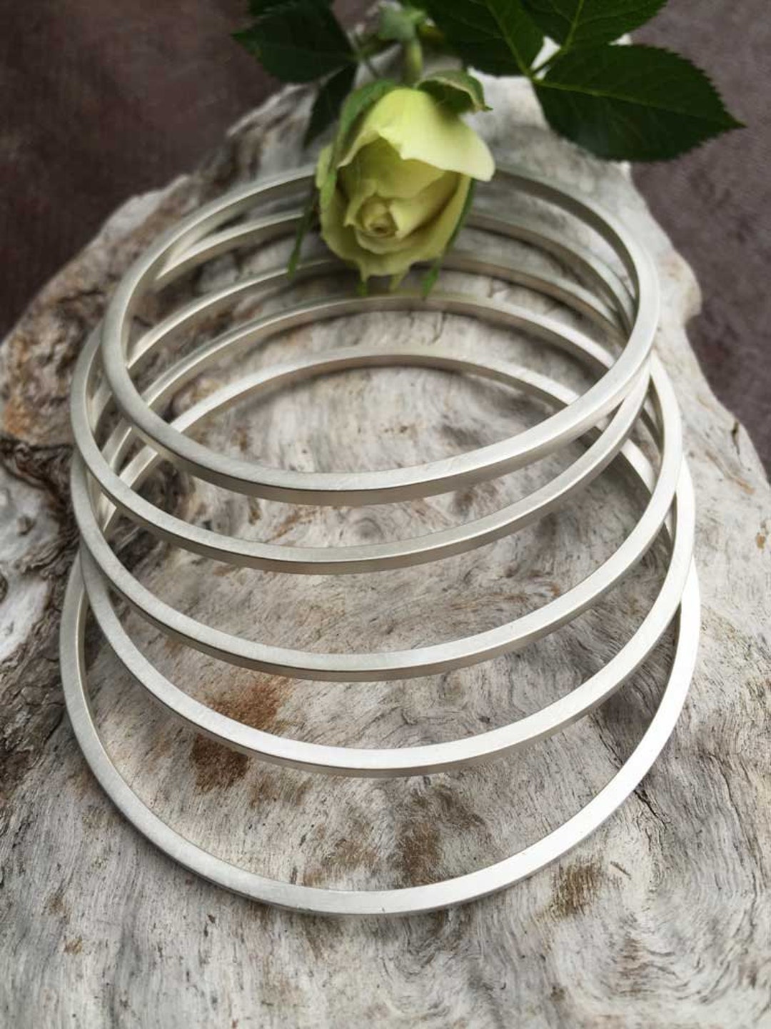 Stacker Bangle Sterling Silver Bangle Bracelet, Rustic, Artisan ...