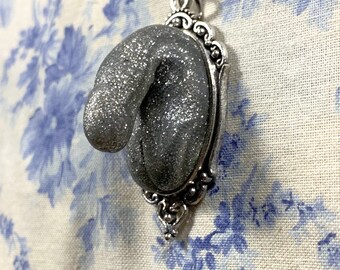 Sparkly Silver Large Penis Pendant. * Free Shipping *