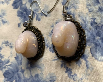 Sparkly White Penis Earrings  *Free Shipping*