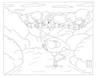 Birds in Suits coloring book pages.  Six different birds in six different scenes!