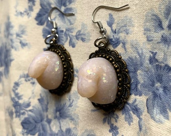 Sparkly White Penis Earrings  *Free Shipping*