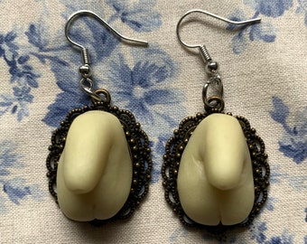 Hand sculpted glow in the dark penis earrings