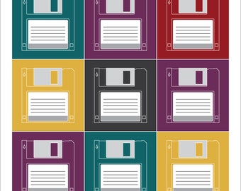 If Memory Serves: Floppy Disk Collage Wall Art Print Digital Download