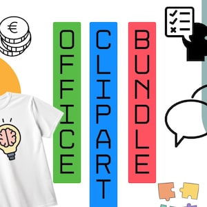 Office Clipart Bundle, Business Workspace Design, Office Supplies, Work From Home, Corporate Graphics, Professional, PNG JPG PDF, University