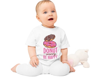 Grappig peuter T-shirt | Donut zorgen, wees gelukkig shirt | Peuterkleding | Cadeau voor peuter
