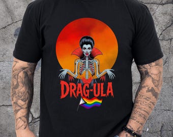Halloween Drag-ula T-Shirt for LGBTQ+ Drag Queen Apparel, Spooky Season Shirt, Pride Clothing, Unisex Halloween Tee, Dragqueen Halloween t