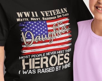 WWII Veteran&#39;s Daughter Comfort Colors T-Shirt, Proud Daughter of WWII Veteran, Patriotic Gift Daughter WWII Veteran,, Military Appreciation