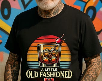 Vintage Cocktail T-Shirt, Retro Style Drink Tee, Gift for Bartenders, Whiskey Lovers, Birthday shirt, gift for Dad, Old Fashioned cocktail T