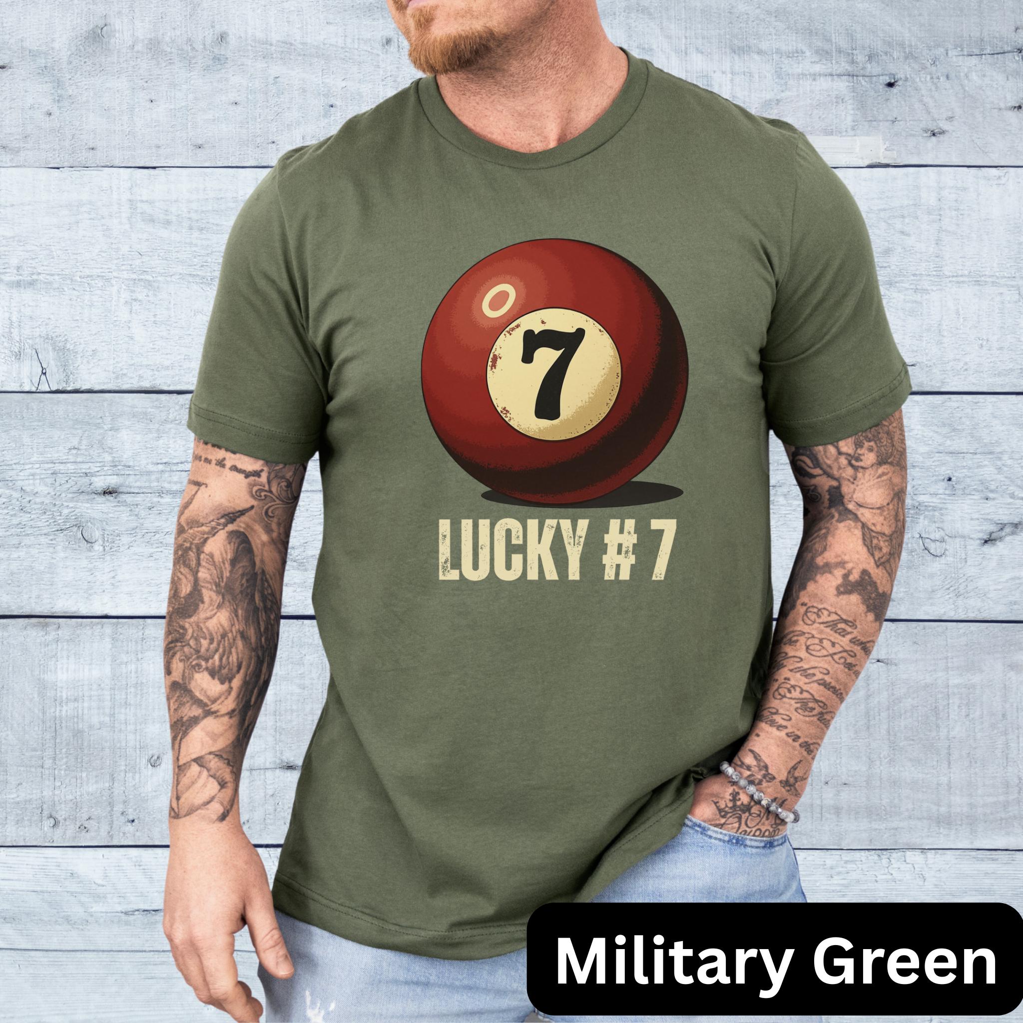 Lucky #7 Billiard Ball Tee, Perfect for pool players, Lucky seven ball billiard tee, billiards player t-shirt, favorite number 7 lovers T