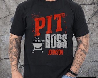 Custom Pit Boss barbecue grill T-Shirt, personalized BBQ Tee, Pit Master shirt, BBQ Chef graphic T