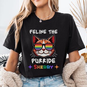 Feline the Purride Rainbow Cat Unisex Tee, LGBTQ Cat Lover Shirt, Pride Gift, Queer Kitty Tee, Gay Pride Apparel, Lesbian Cat T-Shirt,