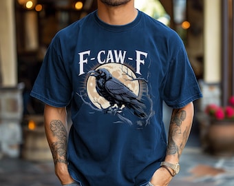 Cawing Raven Comfort Colors T-Shirt | Unisex Halloween Apparel, Bird Lover Gift, Spooky Streetwear, Gothic Style Shirt, Fall Fashion