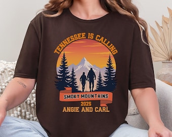 Custom Mountain Camping T-Shirt, Gift for Nature Enthusiasts, Hiker couple unisex shirts, Camping Lovers Gift, mountain adventure couple T
