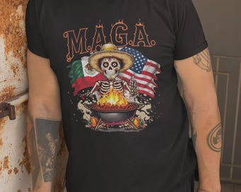 Festive Skeleton T-Shirt, Perfect for Día de los Muertos, Halloween, Unisex Tee, Casual Wear, Celebration Shirt, Fun Graphic Tee, M.A.G.A T